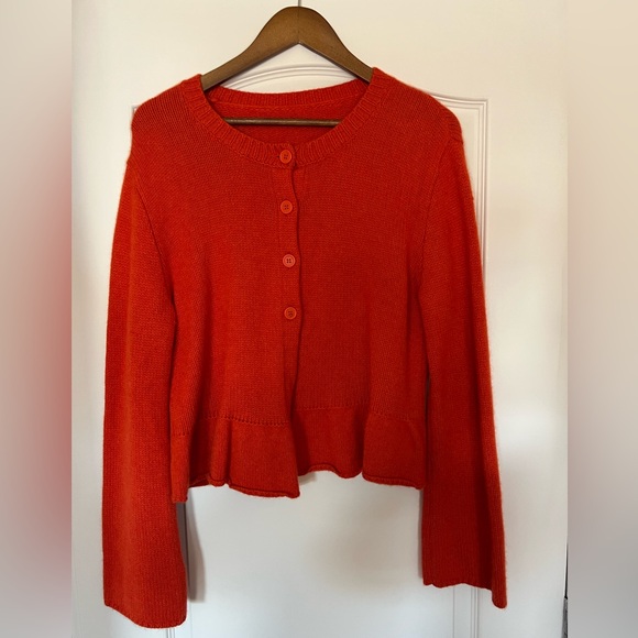 Women's Orange Button-Up Sweater - Picture 1 of 4